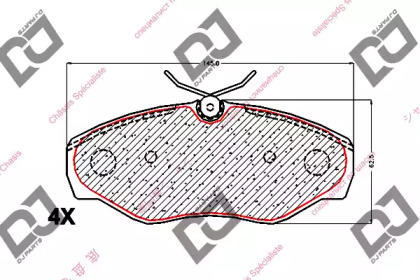 Комплект тормозных колодок, дисковый тормоз DJ PARTS BP1519